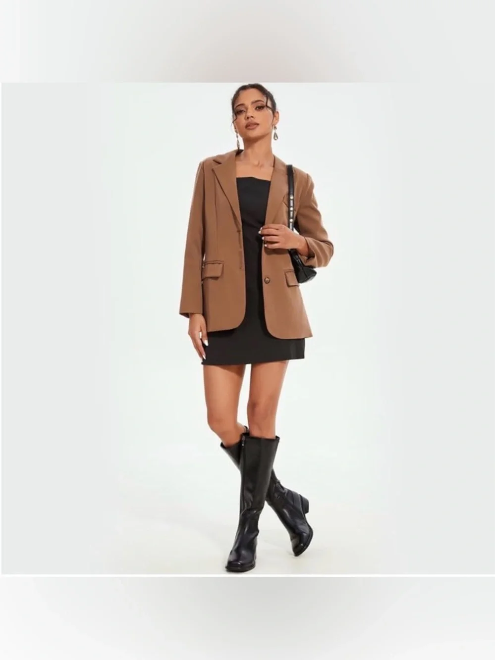 QIY Knee High Faux Leather Elastic Square Toe Side Zipper Fall Long Tall Boots